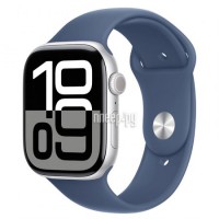 Фото APPLE Watch Series 10 GPS 46mm Silver Aluminium Case with Denim Sport Band - S/M MWWL3