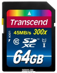 Фото 64Gb - Transcend High-Capacity Class 10 UHS 1 300X - Secure Digital TS64GSDU1