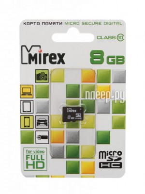 Фото 8Gb - Mirex - Micro Secure Digital HC Class 10 13612-MC10SD08 (Оригинальная!)