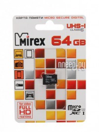 Фото 64Gb - Mirex - Micro Secure Digital XC Class 10 UHS-I 13612-MC10SD64