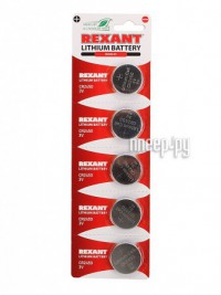 Фото CR2450 - Rexant 3V 580 mAh 30-1110 (5 штук)