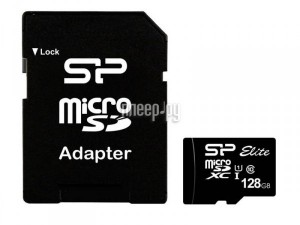 Фото 128Gb - Silicon Power - Micro Secure Digital XC Class 10 UHS-I Elite SP128GBSTXBU1V10SP с переходником под SD (Оригинальная!)