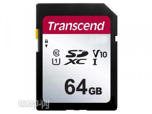 Фото 64Gb - Transcend SDC300S SDXC Class10 UHS-I U1/V10 TS64GSDC300S