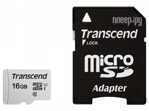 Фото 16Gb - Transcend 300S MicroSDHC Class 10 UHS-I TS16GUSD300S-A с переходником под SD (Оригинальная!)