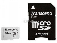 Фото 64Gb - Transcend 300S MicroSDHC Class 10 UHS-I TS64GUSD300S-A (Оригинальная!)