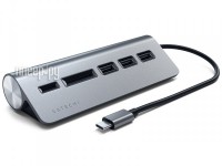 Фото Хаб USB Satechi Aluminum Type-C - USB 3.0 Hub & Micro/SD Card Reader Grey ST-TCHCRM