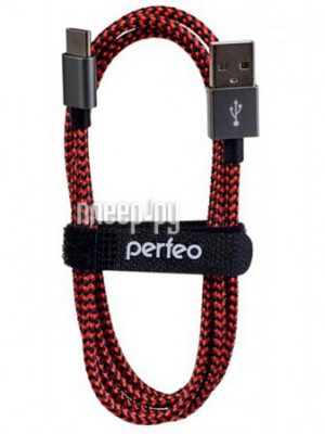 Фото Perfeo USB 2.0 A - USB Type-C 3m Black-Red U4902