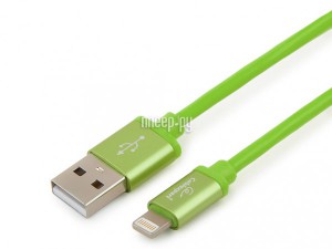 Фото Gembird Cablexpert Silver Series USB - Lightning 1m Green CC-S-APUSB01Gn-1M