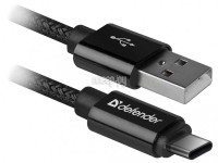 Фото Defender USB09-03T Pro USB2.0 AM - Type-C 1.0m 2.1A Black 87814