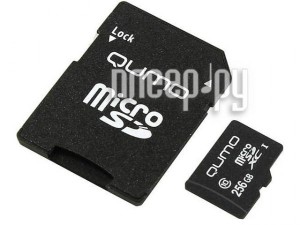 Фото 256Gb - Qumo MicroSDXC UHS-I U3 Pro Seria 3.0 QM256GMICSDXC10U3 с адаптером SD (Оригинальная!)