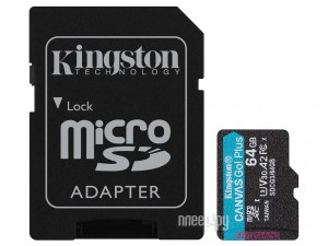 Фото 64Gb - Kingston Canvas Go! Micro Secure Digital HC Class10 UHS-I Canvas Select + SD Adapter SDCG3/64GB с переходником под SD (Оригинальная!)