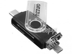 Фото Карт-ридер Ginzzu OTG USB Type-C/MicroUSB/USB2.0/SD/microSD GR-325B
