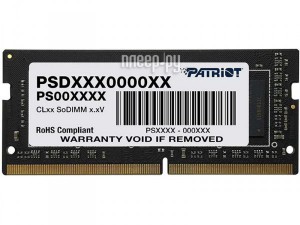 Фото Patriot Memory Signature DDR4 SO-DIMM 2666Mhz PC4-21300 CL19 - 4Gb PSD44G266641S