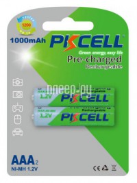 Фото AAA - Pkcell 1.2V 1000mAh Ni-Mh NI-MH RTU AAA1000-2B (2 штуки)