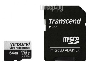 Фото 64Gb - Transcend MicroSDXC 340S UHS-I U3 V30 A2 TS64GUSD340S с адаптером SD (Оригинальная!)