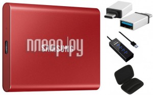 Фото Samsung Portable T7 1Tb Red MU-PC1T0R/WW Выгодный набор + подарок серт. 200Р!!!