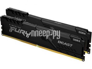 Фото Kingston Fury Beast Black DDR4 DIMM 3200Mhz PC25600 CL16 - 64Gb (2x32Gb) KF432C16BBK2/64