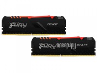 Фото Kingston Fury Beast Black RGB DDR4 DIMM 3200MHz PC-25600 CL16 - 16Gb Kit (2x8Gb) KF432C16BBAK2/16