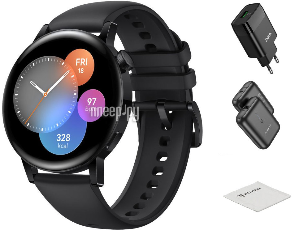 Купить Huawei GT 3 MILB19 Black SSBlack Fluoroelastomer 55027148