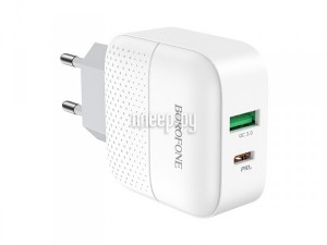 Фото Borofone BA46A 2xUSB 3.0A QC3.0 White 6931474727343