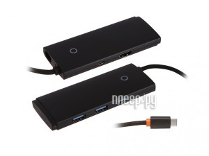 Фото Хаб USB Baseus Lite Series 5-Port Type-C HUB Type-C - HDMI+3xUSB 3.0+PD Black WKQX040001