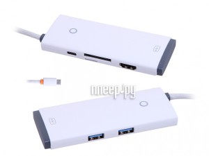 Фото Хаб USB Baseus Lite Series 6-Port Type-C HUB Type-C - HDMI+2xUSB 3.0+PD+SD/TF White WKQX050102