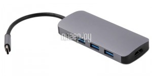 Фото Адаптер Red Line Multiport Adapter Type-C 7 in 1 Grey УТ000031223