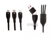 Фото Baseus Flash Series II Two-for-three Charging Cable U+C to M+L+C 100W 1.2m Black CASS030101