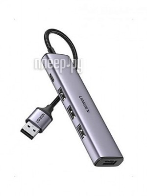 Фото Хаб USB Ugreen CM473 USB 3.0 to 4xUSB 3.0 Space Gray 20805