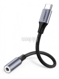 Фото Ugreen AV142 USB Type-C to 3.5mm Female Cable 10cm Grey 30632