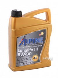 Фото Масло моторное синтетическое Alpine Longlife III 5W-30 4L 0100288