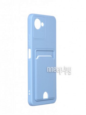 Фото Чехол DF для Realme C30 Silicone с отделением для карты Gray-Blue rmCardCase-01
