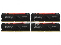 Фото Kingston Fury Beast RGB DDR4 3600MHz PC28800 CL18 DIMM 64Gb Kit (4x16Gb) KF436C18BBAK4/64