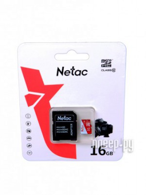 Фото 16Gb - Netac MicroSD P500 Eco Class 10 NT02P500ECO-016G-R + с переходником под SD (Оригинальная!)