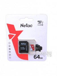 Фото 64Gb - Netac MicroSD P500 Eco UHS-I Class 10 NT02P500ECO-064G-R + с переходником под SD (Оригинальная!)