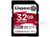 Фото 32Gb - Kingston SDHC UHS-II 300R/260W U3 V90 Canvas React Plus SDR2/32GB