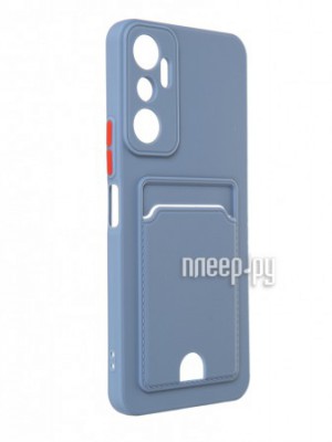 Фото Чехол DF для Infinix Hot 20 4G Silicone с отделением для карты Grey-Blue inCardcase-03