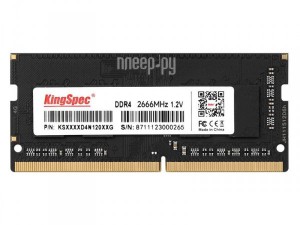 Фото KingSpec SO-DIMM DDR4 2666Mhz PC21300 CL17 - 8Gb KS2666D4N12008G