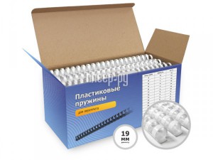 Фото Пружины для переплета Гелеос 19mm 100шт Plastic White BCA4-19W