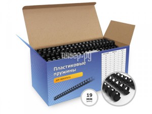 Фото Пружины для переплета Гелеос 19mm 100шт Plastic Black BCA4-19B