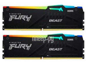 Фото Kingston Fury Beast Black RGB DDR5 DIMM 6000MHz PC48000 CL36 - 32Gb KIT (2x16Gb) KF560C36BBEAK2-32
