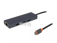 Фото Хаб USB Baseus OS Flite Series 4-Port Type-C - 3xUSB 3.0 + RJ45 Space Grey B0005280A813-00