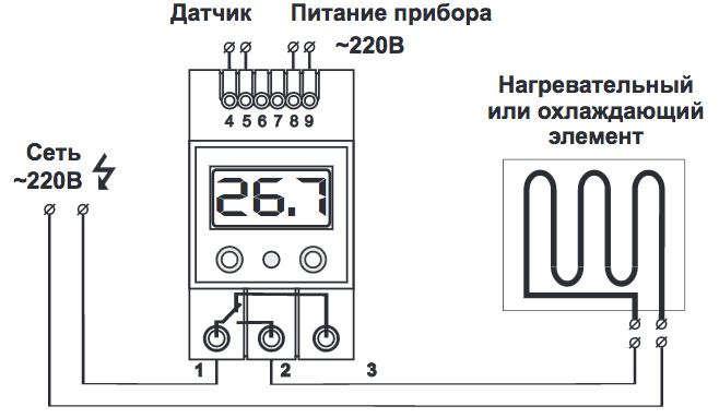 Схема подключения терморегулятора