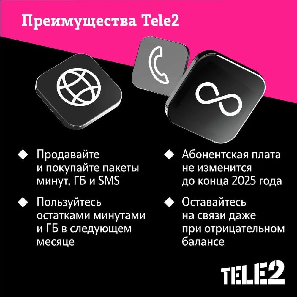 Купить Sim-карта с саморегистрацией Tele2 Тарифный план Мой онлайн баланс  300 рублей по низкой цене в Москве ||| Интернет магазин Плеер.ру